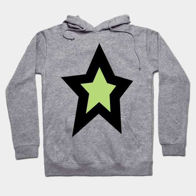 Green Star Thick Black Line Hoodie by ellenhenryart